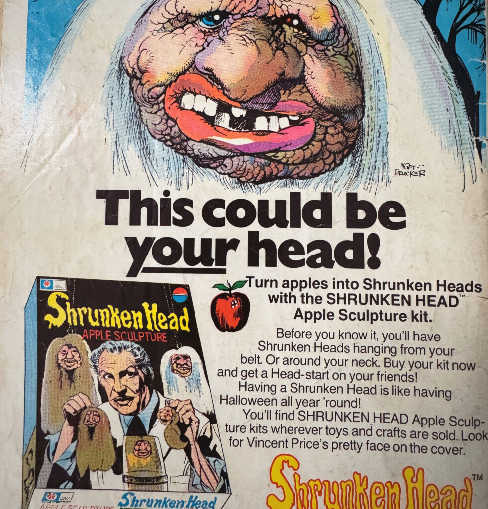 shrunken head ad from a comic
