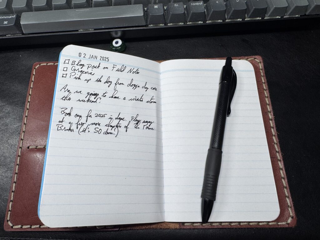 an example of notes in a field notes notebook